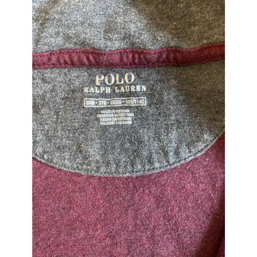 Polo Ralph Lauren Mens 3XB Burgundy Heather Quarter Zip Pullover Pony Logo